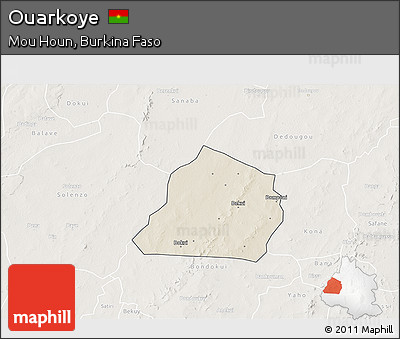 Shaded Relief 3D Map of Ouarkoye, lighten