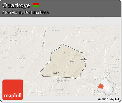 Shaded Relief 3D Map of Ouarkoye, lighten