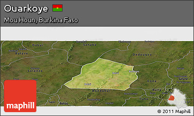 Satellite Panoramic Map of Ouarkoye, darken