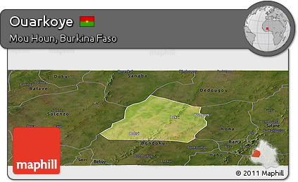 Satellite Panoramic Map of Ouarkoye, darken