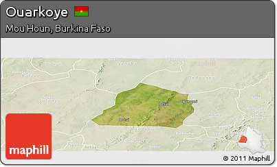 Satellite Panoramic Map of Ouarkoye, lighten