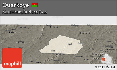 Shaded Relief Panoramic Map of Ouarkoye, darken