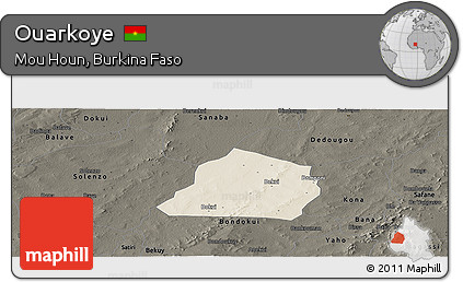 Shaded Relief Panoramic Map of Ouarkoye, darken