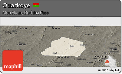 Shaded Relief Panoramic Map of Ouarkoye, darken