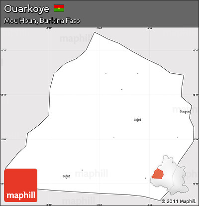 Silver Style Simple Map of Ouarkoye, cropped outside