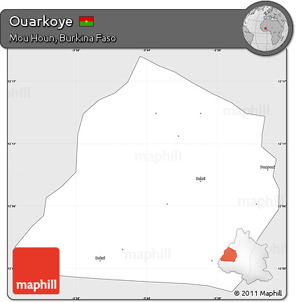 Silver Style Simple Map of Ouarkoye, single color outside