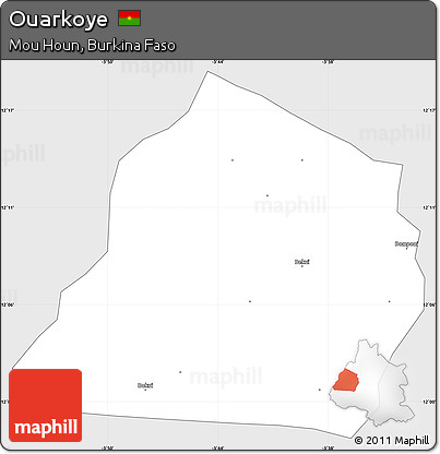 Silver Style Simple Map of Ouarkoye, single color outside