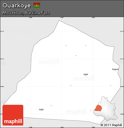 Silver Style Simple Map of Ouarkoye, single color outside