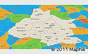 Shaded Relief Panoramic Map of Mou Houn, political outside