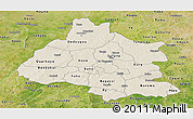 Shaded Relief Panoramic Map of Mou Houn, satellite outside