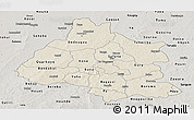 Shaded Relief Panoramic Map of Mou Houn, semi-desaturated