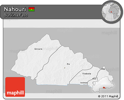 Gray 3D Map of Nahouri, single color outside