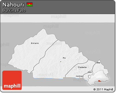 Gray 3D Map of Nahouri, single color outside