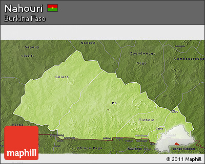 Physical 3D Map of Nahouri, darken
