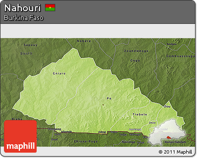 Physical 3D Map of Nahouri, darken