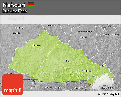 Physical 3D Map of Nahouri, desaturated
