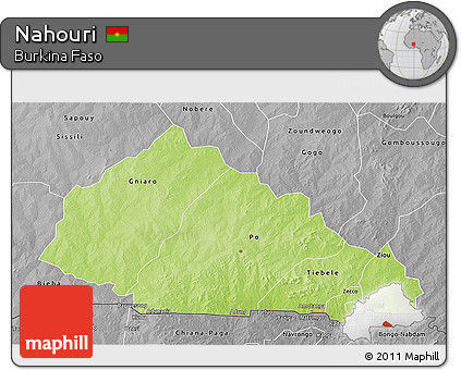 Physical 3D Map of Nahouri, desaturated