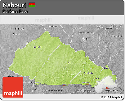 Physical 3D Map of Nahouri, desaturated