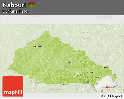 Physical 3D Map of Nahouri, lighten