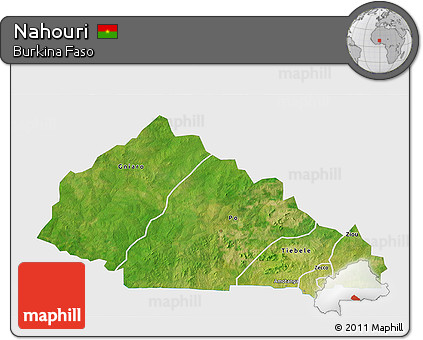 Satellite 3D Map of Nahouri, single color outside