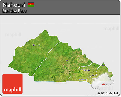 Satellite 3D Map of Nahouri, single color outside