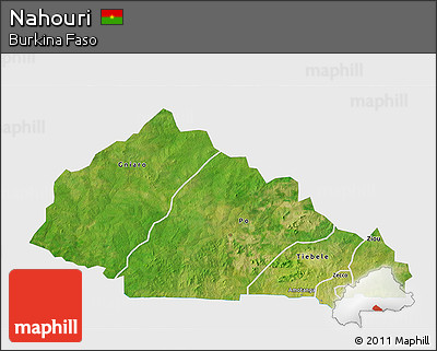 Satellite 3D Map of Nahouri, single color outside