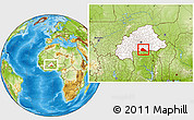 Physical Location Map of Nahouri, highlighted country, within the entire country