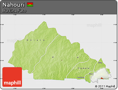 Physical Map of Nahouri, single color outside