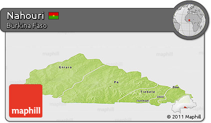 Physical Panoramic Map of Nahouri, single color outside