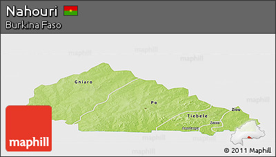 Physical Panoramic Map of Nahouri, single color outside