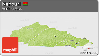 Physical Panoramic Map of Nahouri, single color outside
