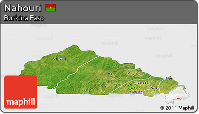 Satellite Panoramic Map of Nahouri, single color outside