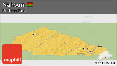 Savanna Style Panoramic Map of Nahouri, single color outside