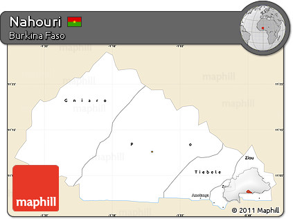 Classic Style Simple Map of Nahouri, single color outside