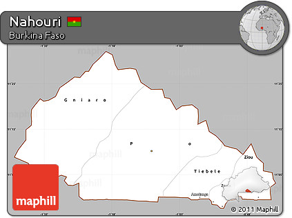 Gray Simple Map of Nahouri, cropped outside