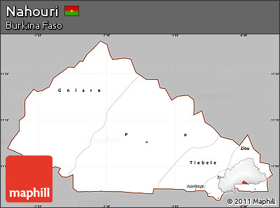 Gray Simple Map of Nahouri, cropped outside
