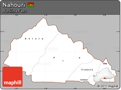 Gray Simple Map of Nahouri, cropped outside