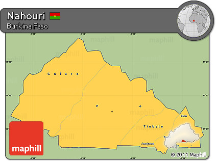 Savanna Style Simple Map of Nahouri, cropped outside