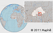 Gray Location Map of Zecco, highlighted country, highlighted parent region, within the entire country, hill shading