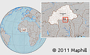 Gray Location Map of Zecco, highlighted country, highlighted parent region, hill shading