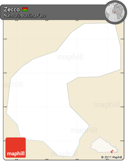 Classic Style Simple Map of Zecco, single color outside