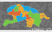 Political 3D Map of Oubritenga, darken, desaturated