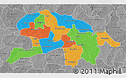 Political 3D Map of Oubritenga, desaturated