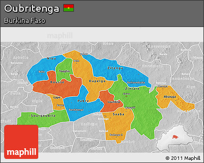 Political 3D Map of Oubritenga, lighten, desaturated