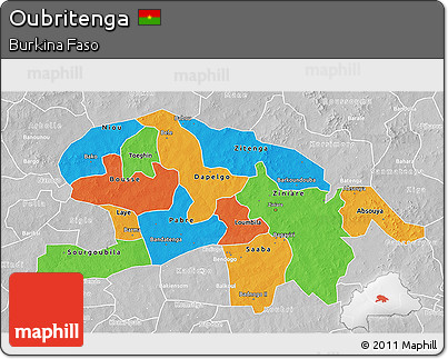 Political 3D Map of Oubritenga, lighten, desaturated