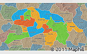 Political 3D Map of Oubritenga, semi-desaturated