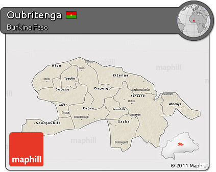 Shaded Relief 3D Map of Oubritenga, cropped outside