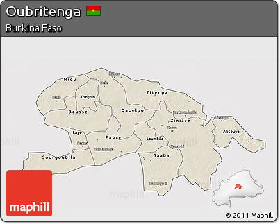 Shaded Relief 3D Map of Oubritenga, cropped outside