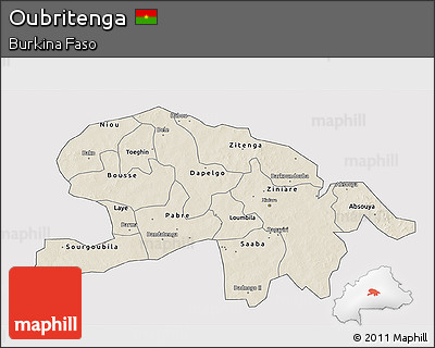 Shaded Relief 3D Map of Oubritenga, cropped outside