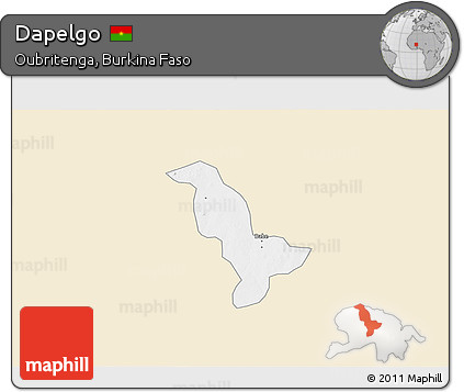 Classic Style 3D Map of Dapelgo, single color outside